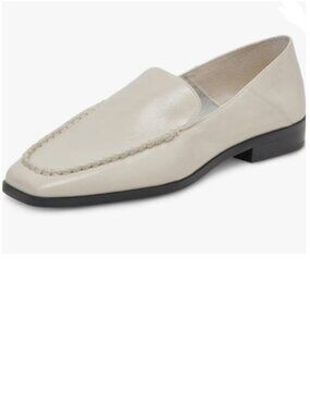 YDN White Squared Toe Chunky Heel Slip On Loafers Chic Basic Style Daily